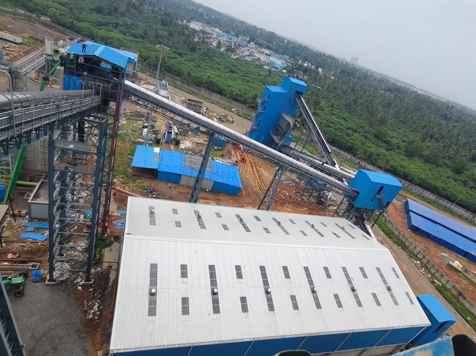 Structural steel erection at site